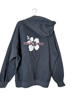 Trader Joes Hoodie Sweatshirt 3XL 3X Gray Hibiscus Flower Employee Pullover